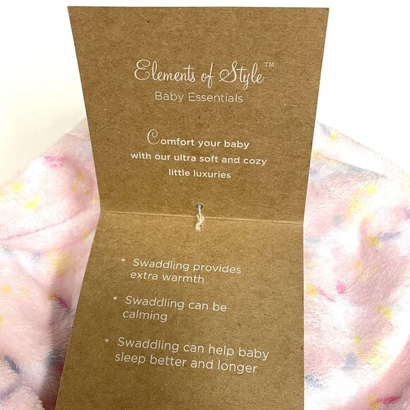 ELEMENTS OF SYLE Swaddling Blanket Pink Plush Unicorn Pattern Infant 0-3 Mo. NEW - Picture 5 of 6